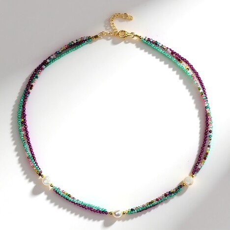 Collier en argent et Grenat magenta (Riya)