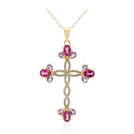 Pink Topaz Silver Necklace