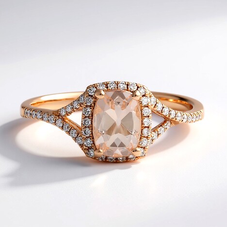 Anello in oro con Morganite AAA