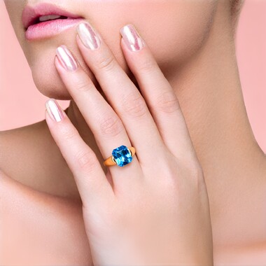 Pierścionek ze srebra pozłacanego - Topaz Marambaia (de Melo Essence)