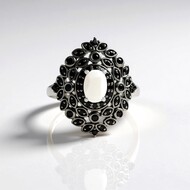 Rainbow Moonstone Silver Ring