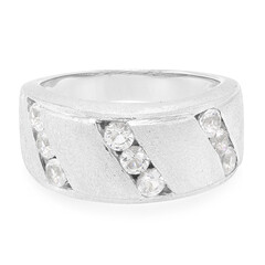 Anello da uomo in argento con Topazio Bianco