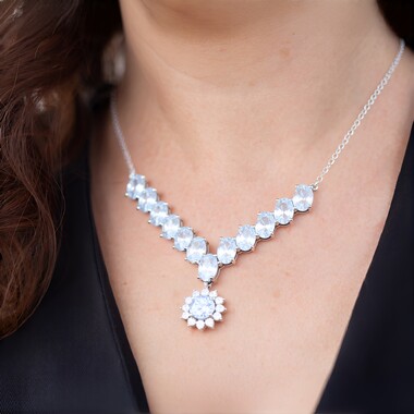 Brasilianischer Aquamarin-Silbercollier