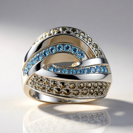 Anello in argento con Topazio Blu Svizzero (Annette classic)