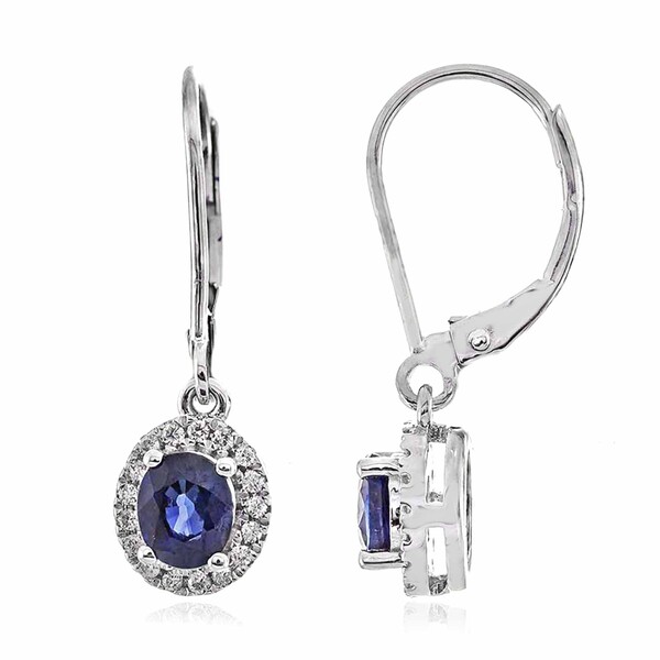 Pendientes en oro con Zafiro azul Ceylon