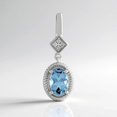 Pendentif en argent et Aigue-marine du Brésil