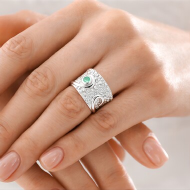 Anello in argento con Smeraldo Colombiano