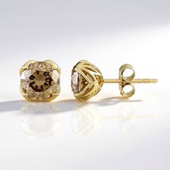 Orecchini in oro con Diamante Champagne I2