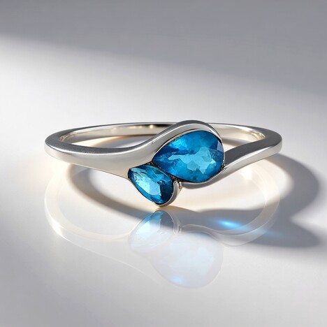 Anello in argento con Apatite Blu Neon