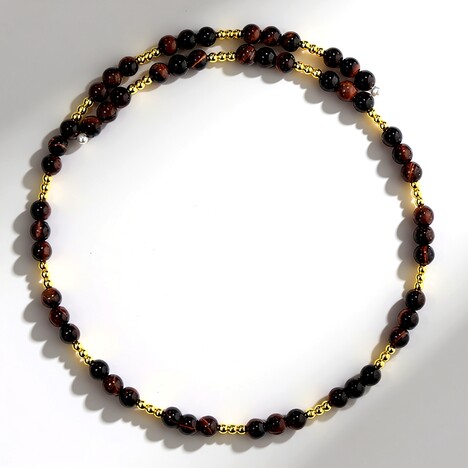 Collana rigida in acciaio con Occhio di Tigre Rosso (Riya)
