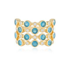 Bague en argent et Apatite bleu néon