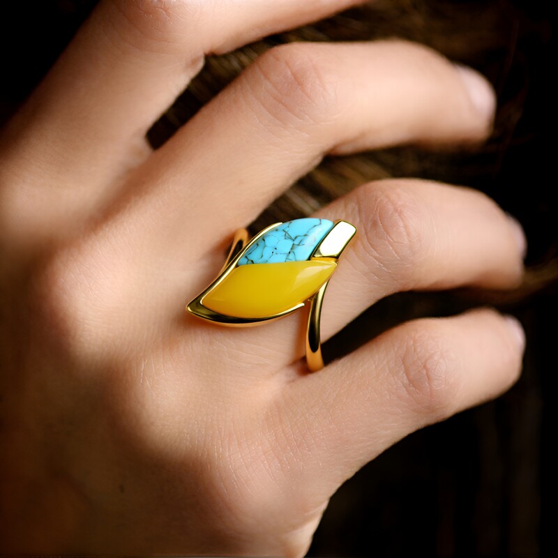 Milky Baltic Amber Silver Ring (dagen)