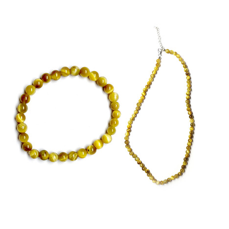 Collier en argent et Œil de tigre doré