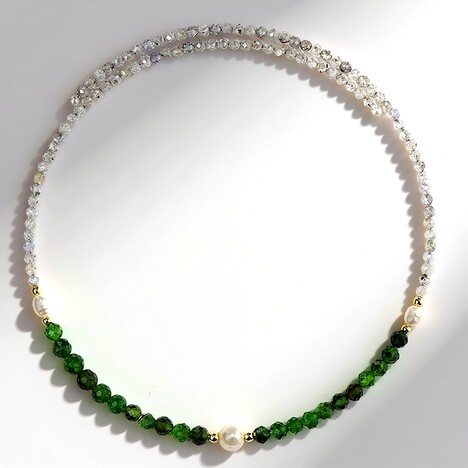 Collana rigida in acciaio con Perla d'Acqua Dolce Bianca (Riya)