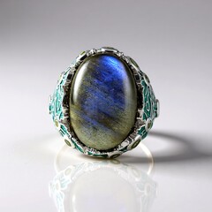 Anello in argento con Labradorite Blu Maniry (Adela Silber)