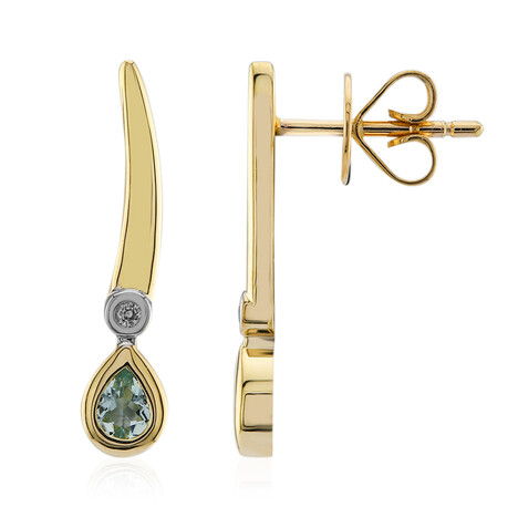Nigerianischer Mintgrüner Beryll-Goldohrringe