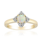 Anillo en oro con Ópalo blanco de Brasil