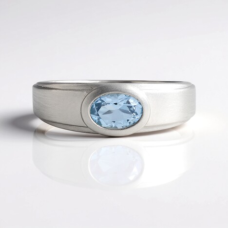 Bague en argent et Aigue-marine du Brésil
