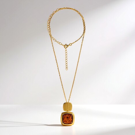 Collana in argento con Ambra Baltica Cognac (dagen)