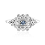 Nicht erhitzter Blauer Ceylon-Saphir-Silberring