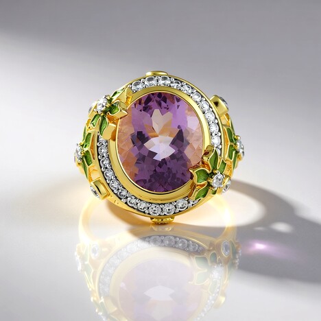 Anello in argento con Ametista Rose de France (Adela Silber)