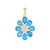 Pendentif en argent et Apatite bleu néon