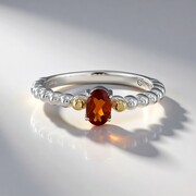 Anillo en plata con Citrino de Madeira (Granulieren)