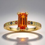 Anello in oro con Zaffiro Arancione Ban Ka Cha