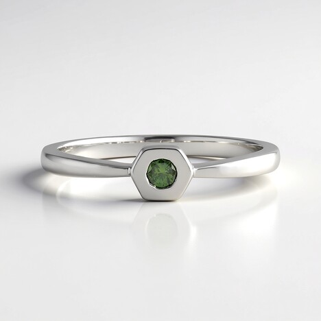 Anello in argento con Diamante Verde I2