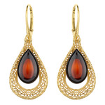 Zilveren oorbellen met kersrode Baltische barnstenen (dagen)