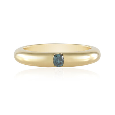 Blauer I2 Brillant-Silberring