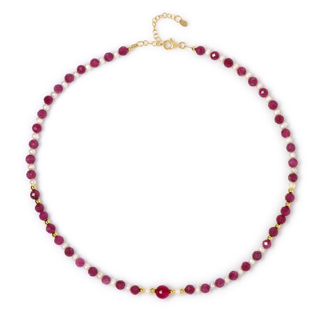 Collar en plata con Ágata rosa (Riya)
