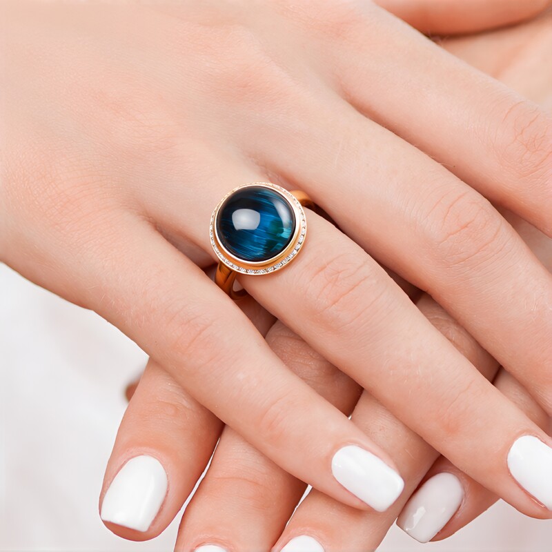 18K Cats Eye Indicolite Gold Ring (AMAYANI)