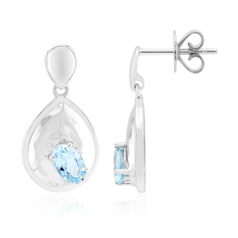 Zilveren oorbellen met Mozambiqe aquamarijnen (Pallanova)
