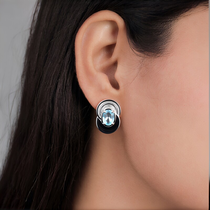 Pendientes en plata con Apatita azul (Pallanova)