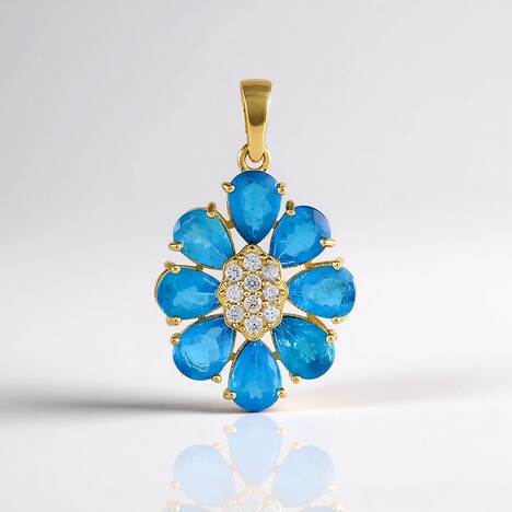 Ciondolo in argento con Apatite Blu Neon