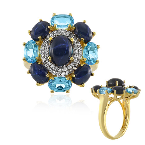 Anillo en plata con Zafiro estrella azul