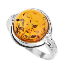 Anillo en plata con Ámbar báltico cognac (dagen)