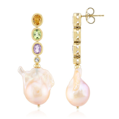 Zilveren oorbellen met Perzik zoetwater kweekparels (TPC)