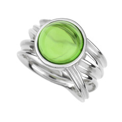Bague en argent et Ambre verte de Colombie