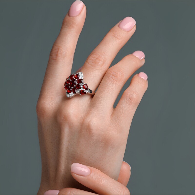 Mosambik-Granat-Silberring