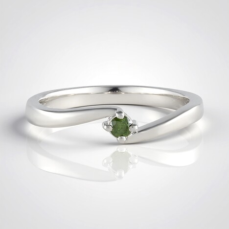 Anello in argento con Diamante Verde I2
