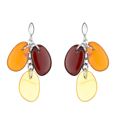 Boucles d'oreilles en argent et Ambre baltique couleur cognac (dagen)