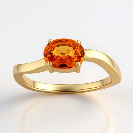 Anello in oro con Zaffiro Arancione Ban Ka Cha