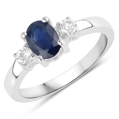 Blauer Saphir-Silberring