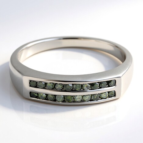 Bague en argent et Diamant vert émeraude