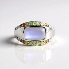 Anillo en plata con Piedra de luna plateada