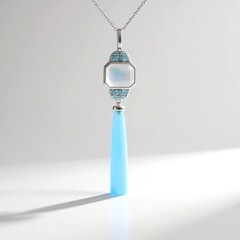 Collana in argento con Calcedonio Blu (KM by Juwelo)