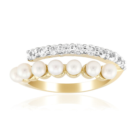 Bague en argent et Perle blanche de culture d'eau douce (TPC)