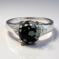 Zilveren ring met een sneeuwvlokken obsidiaan
